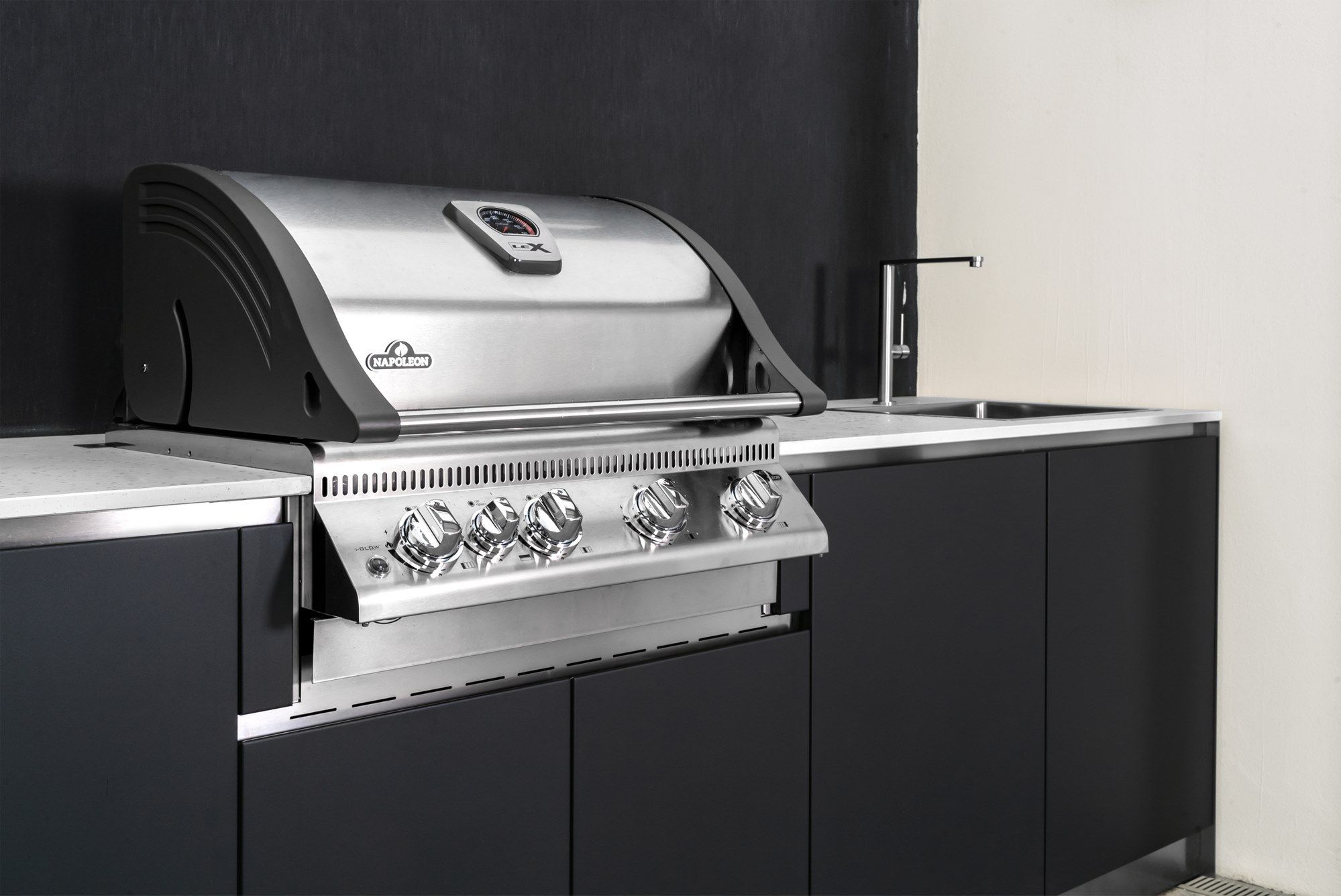 RAL 7021 тисненый матовый лак из нержавеющей стали наружная кухня OF outdoorkitchens ACCIAIO INOX LACCATO OPACO GOFFRATO RAL 7021 ARCH-00052940 - Вид №1