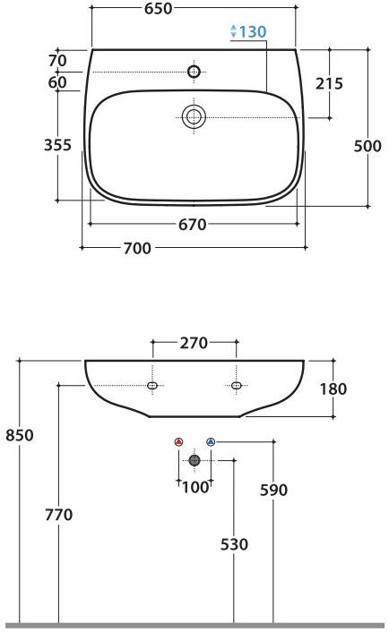 Ge046/47/60/61/70 bi Подвесная раковина настенная овальная Ceramica Globo Genesis белая - Вид №10