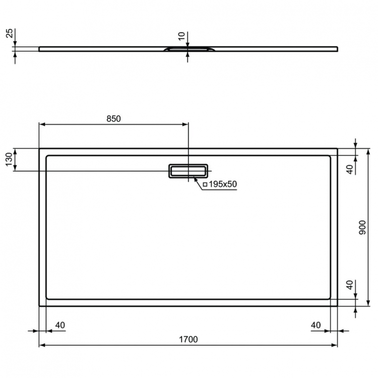 T448601 Душевой поддон 1700x900x25 мм Ideal Standard ULTRAFLAT NEW  - Вид №4