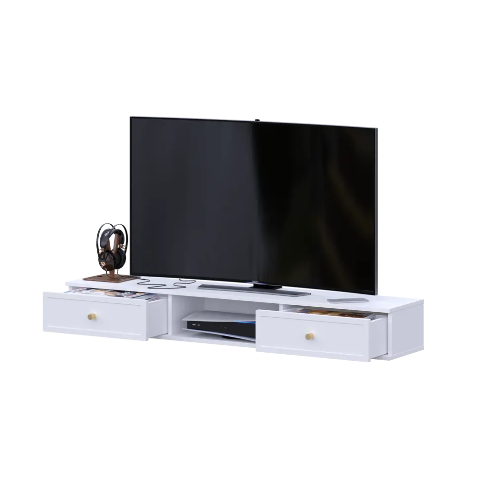 Тумба под телевизор KONSENSA Амьен 150x20x30 см ЛДСП цвет белый Лион STLM-2009250 - Вид №11