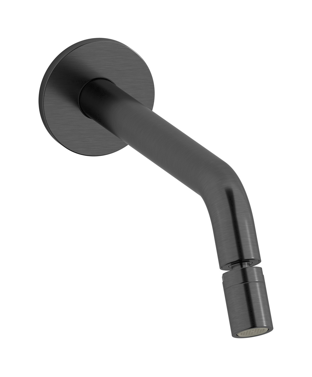 Настенный излив для биде в комплекте в донным клапаном. WE ARE IB rx317cs Brushed Black Chrome Reflex