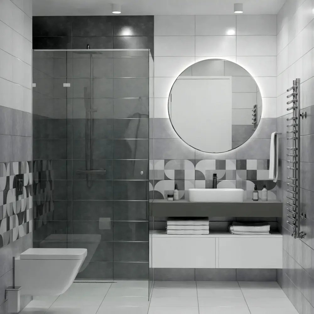 Настенная плитка Нефрит-Керамика Флисс в серых тонах 40x20 см 89232610 STLM-0947401 - Вид №6