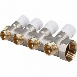 Коллектор 1" STOUT с вентилями на 4 выхода 1/2"