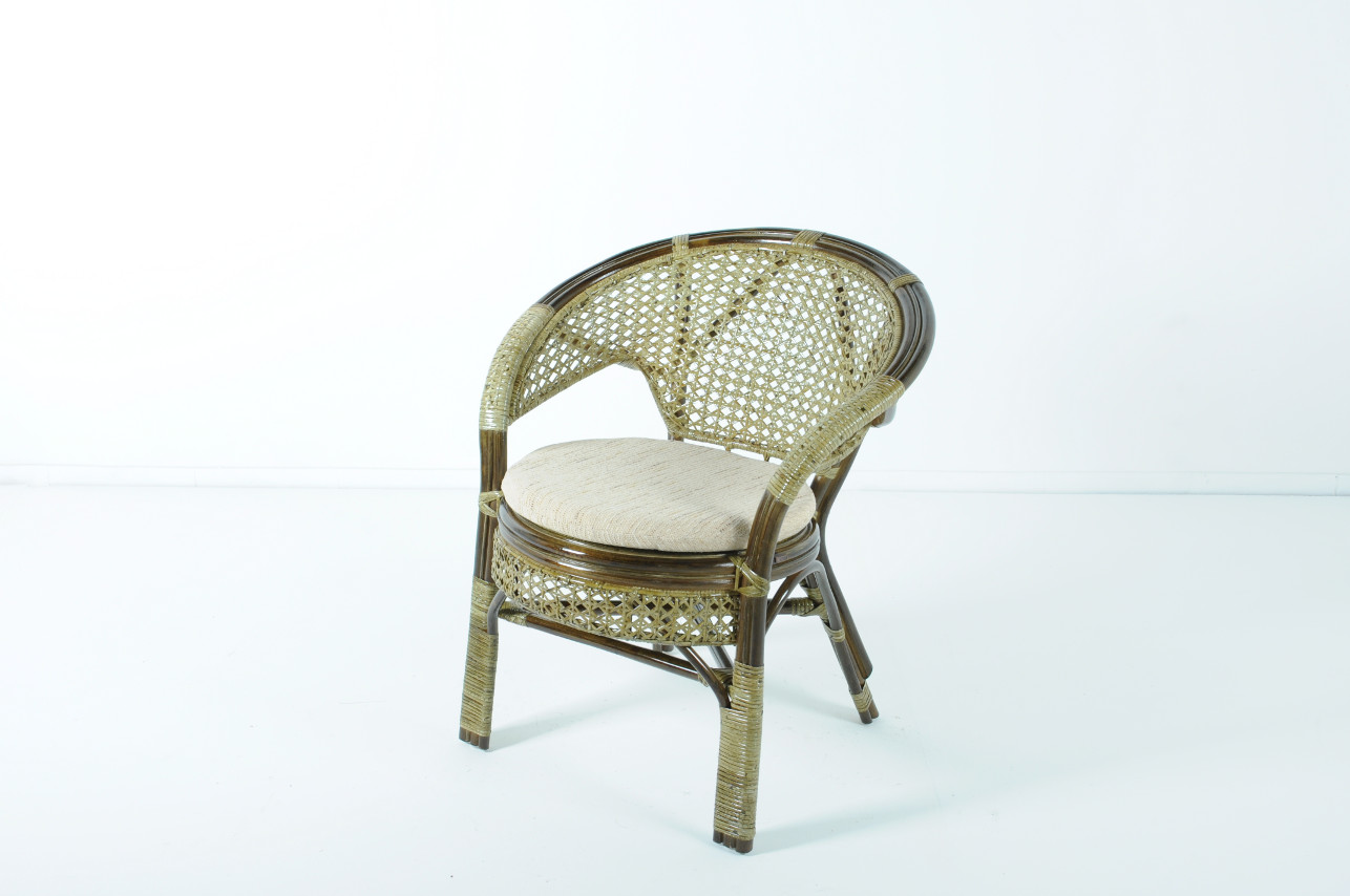 Кресло с подушкой зеленое из ротанга "Олива" 02/15В VINOTTI  00-3885224 Зеленый  - Вид №1