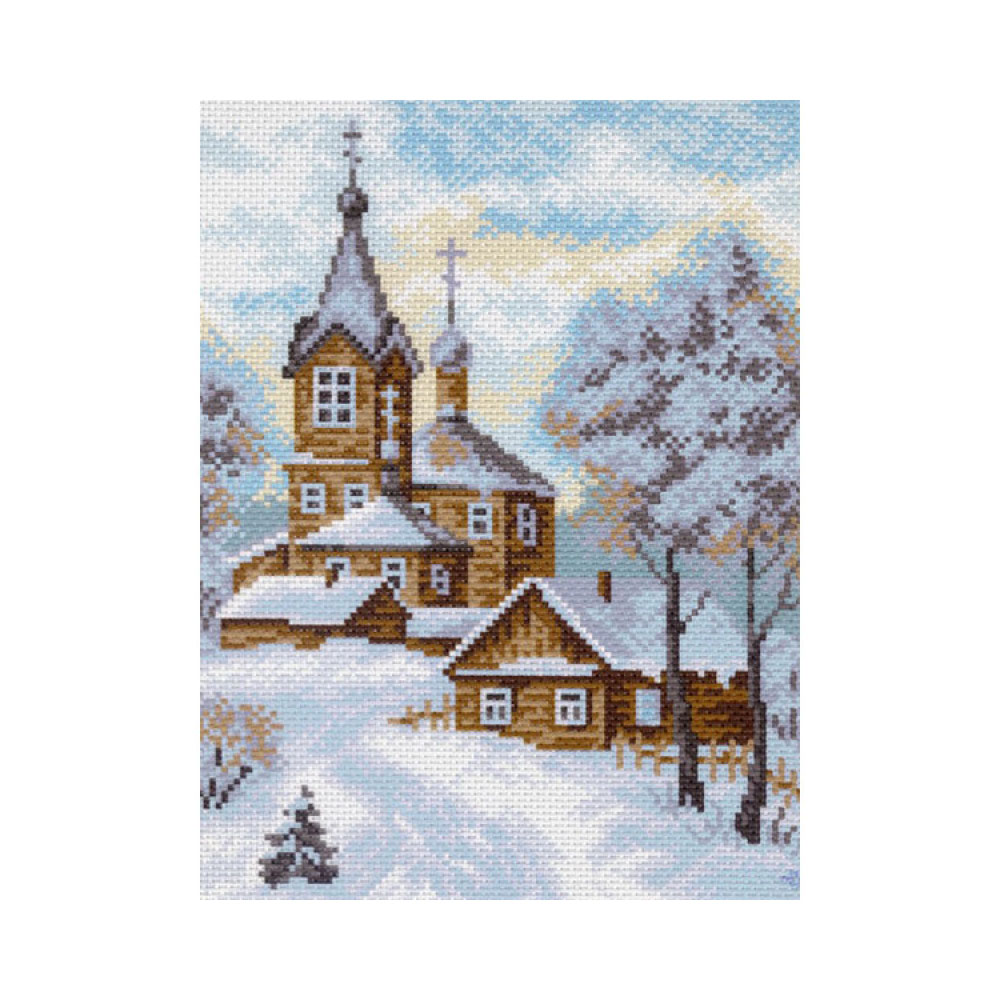 1013 Канва/ткань с рисунком Рисунок на канве 28 см х 34 см "Дорога к храму" Матренин посад 