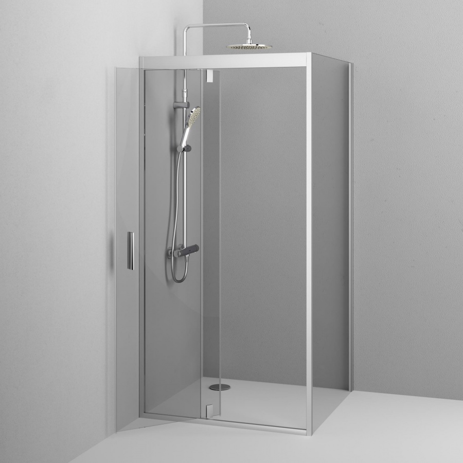 W90G-404-090MT Душевое ограждение Sqare Pivot 90x90 стекло прозрачное профиль матовый хром без AM.PM Gem - Вид №3