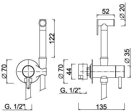 Rubinetteria Giulini Встраиваемый однорычажный смеситель для биде Futuro Fsh25 - Вид №1