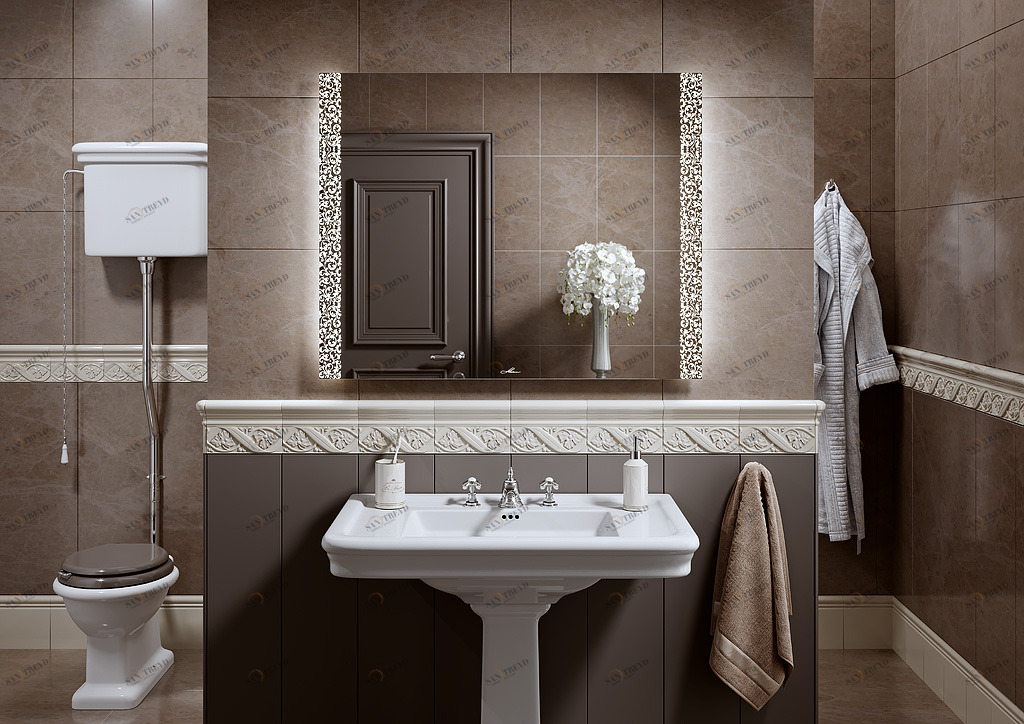 Зеркало настенное с подсветкой 70х80 см белое Delveto ALAVANN DELVETO 303961 Белый;зеркальный 