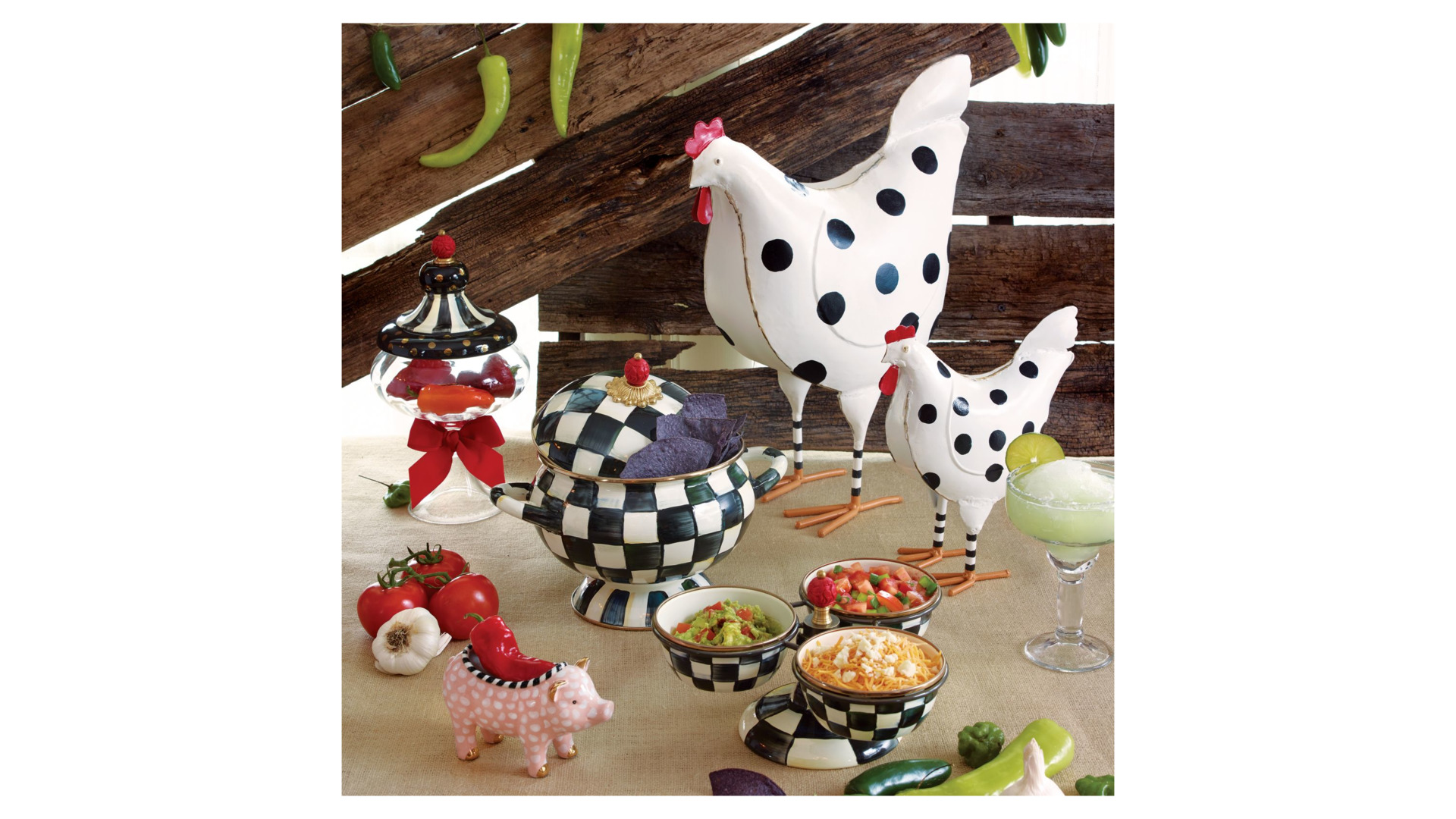 10654532 Mackenzie-Childs Блюдо для закусок Triplicity Courtly Check Сталь  - Вид №2