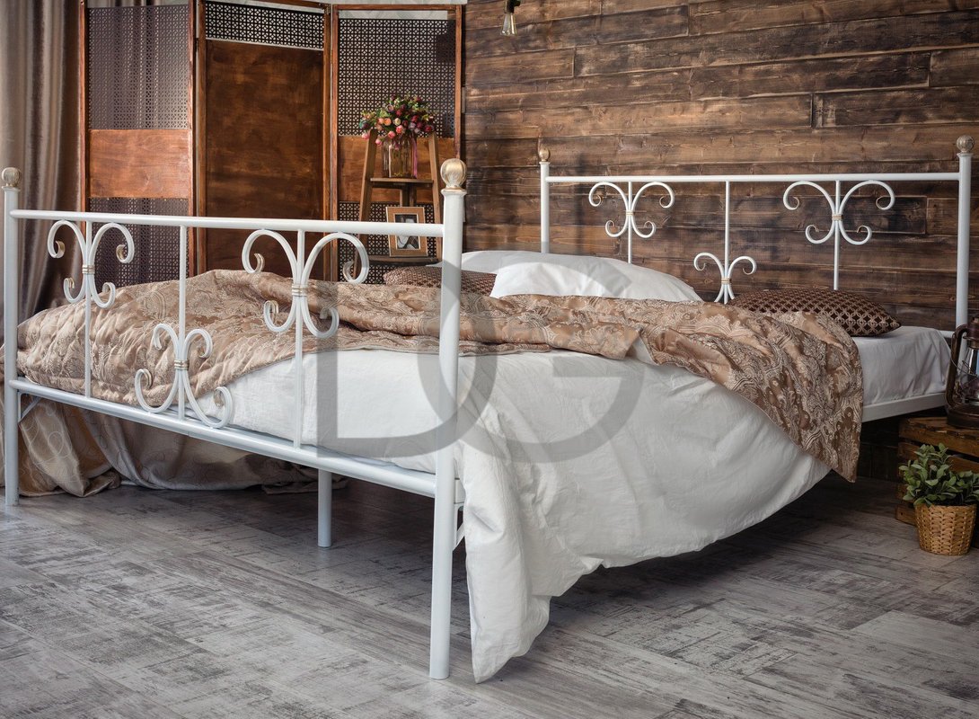 Кованая двуспальная кровать 180х200 с двумя спинками белая "Симона" FRANCESCO ROSSI СИМОНА 134671 Белый  - Вид №3