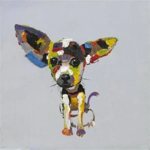 Картина на холсте 100х100 см "Собака слушает" EVENHOME КАРТИНЫ МАСЛОМ 129870 Бежевый;коричневый