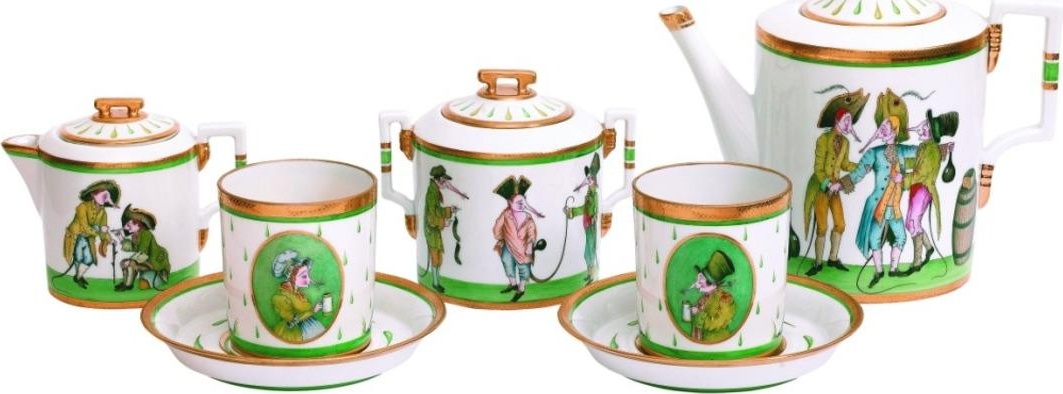 79110 Императорский фарфоровый завод Сервиз чайный 2/7пр "Гербовая" "Крысята-воришки" Фарфор твердый 