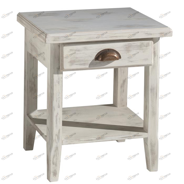 Тумбочка прикроватная белая состаренная с ящиком Solea VAVI SOLEA 132584 Белый 