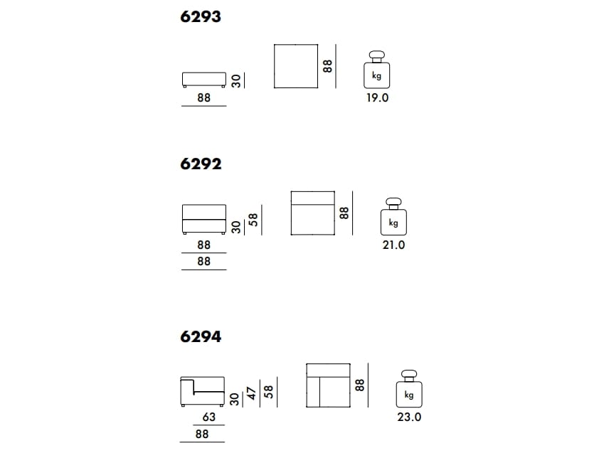 4-местный тканевый модульный садовый диван Kartell Plastics ARCH-00115472 - Вид №15