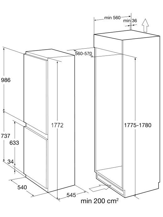 8163666 Встраиваемый холодильник Korting KSI 17887 CNFZ STDN-0111681 - Вид №10