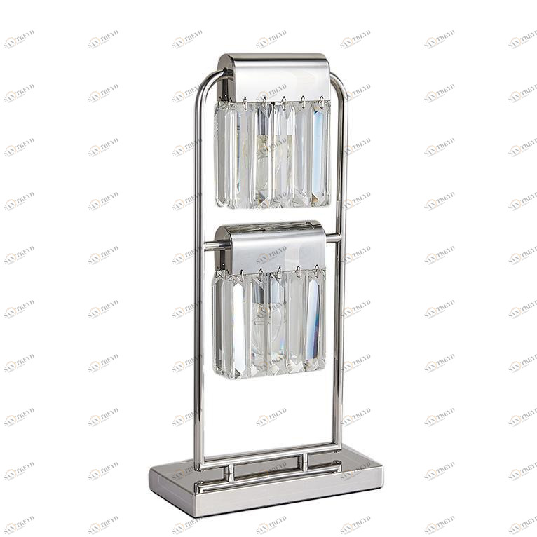 Настольная лампа с хрустальными подвесками двойная хром Newport NEWPORT ИНТЕРЬЕРНЫЕ 00-3834818 Прозрачный;хром 