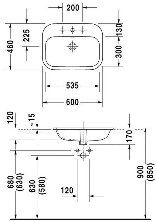 048360 Встроенная раковина под столешницу овальная Duravit Happy D.2 - Вид №1