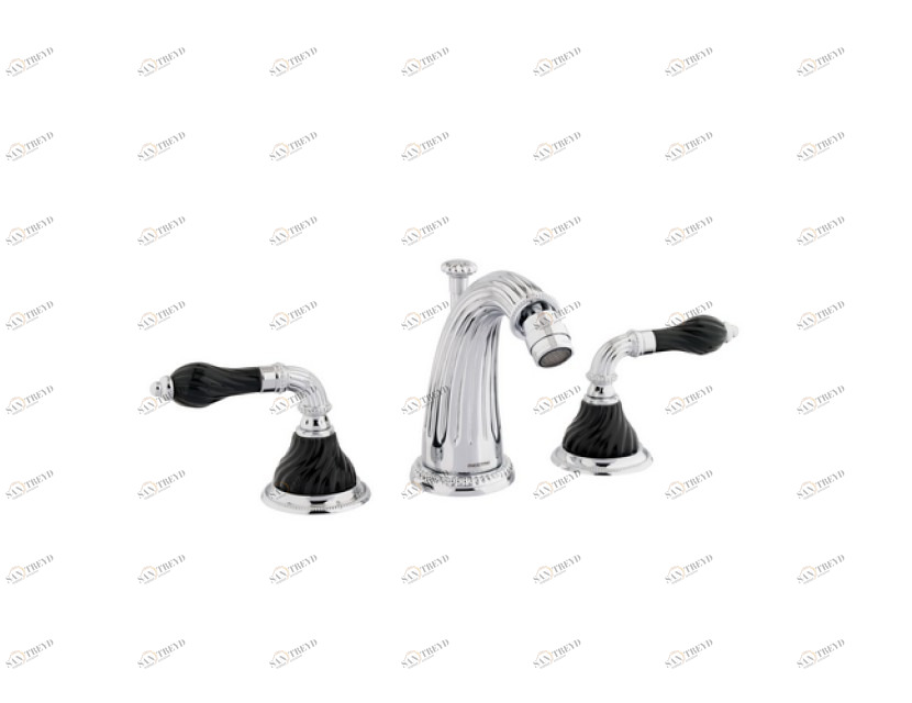 233521.NSL0.30 Биде с тремя отверстиями из крученого фарфора черного цвета Античная латунь Mestre Artica