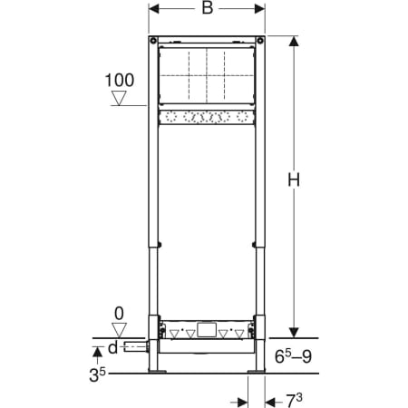 GEBERIT 111.581.00.1 Инсталляция Geberit Duofix для душевых систем, 130 см, с водоотводом в стене, настенным смесителем для скрытого монтажа, высота стяжки для напольного стока 65–90 мм  - Вид №3