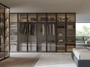 Модульный шкаф со стеклянной распашной дверью