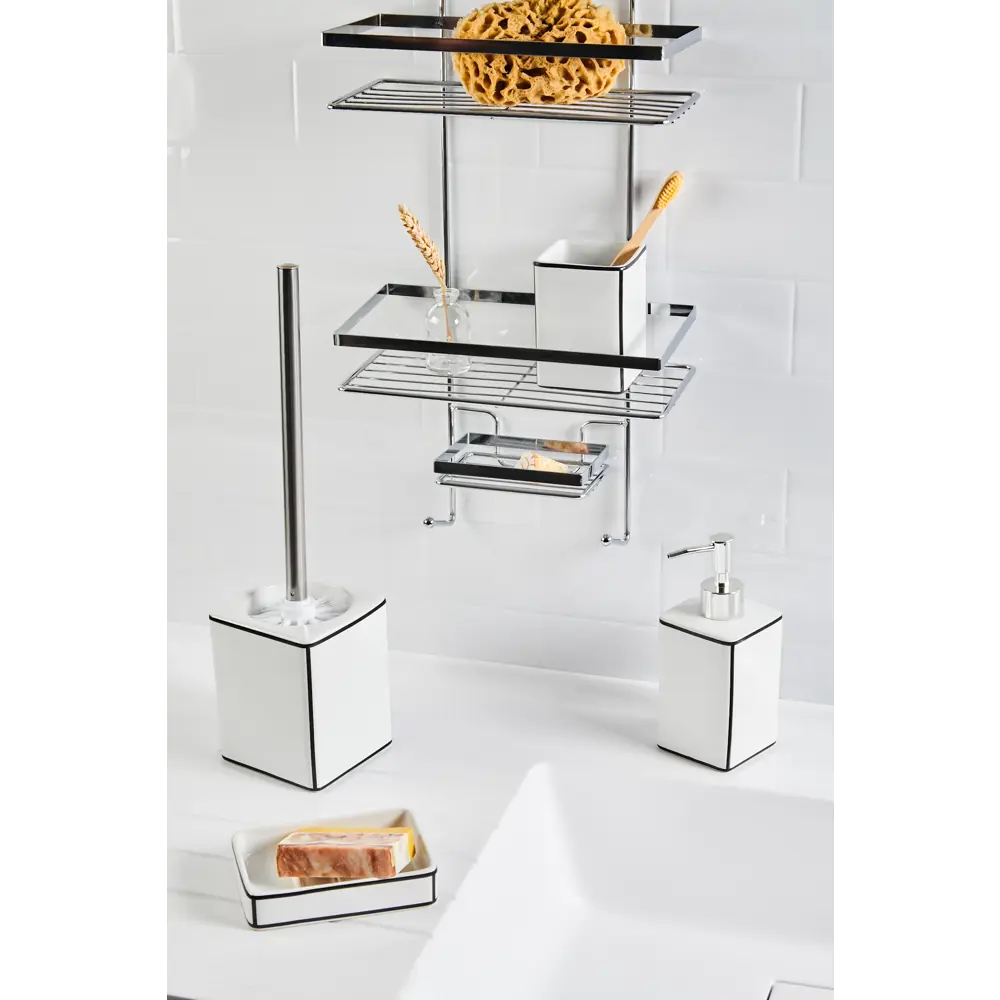 Мыльница Swensa Cory керамика цвет белый/чёрный STLM-2024855 - Вид №3