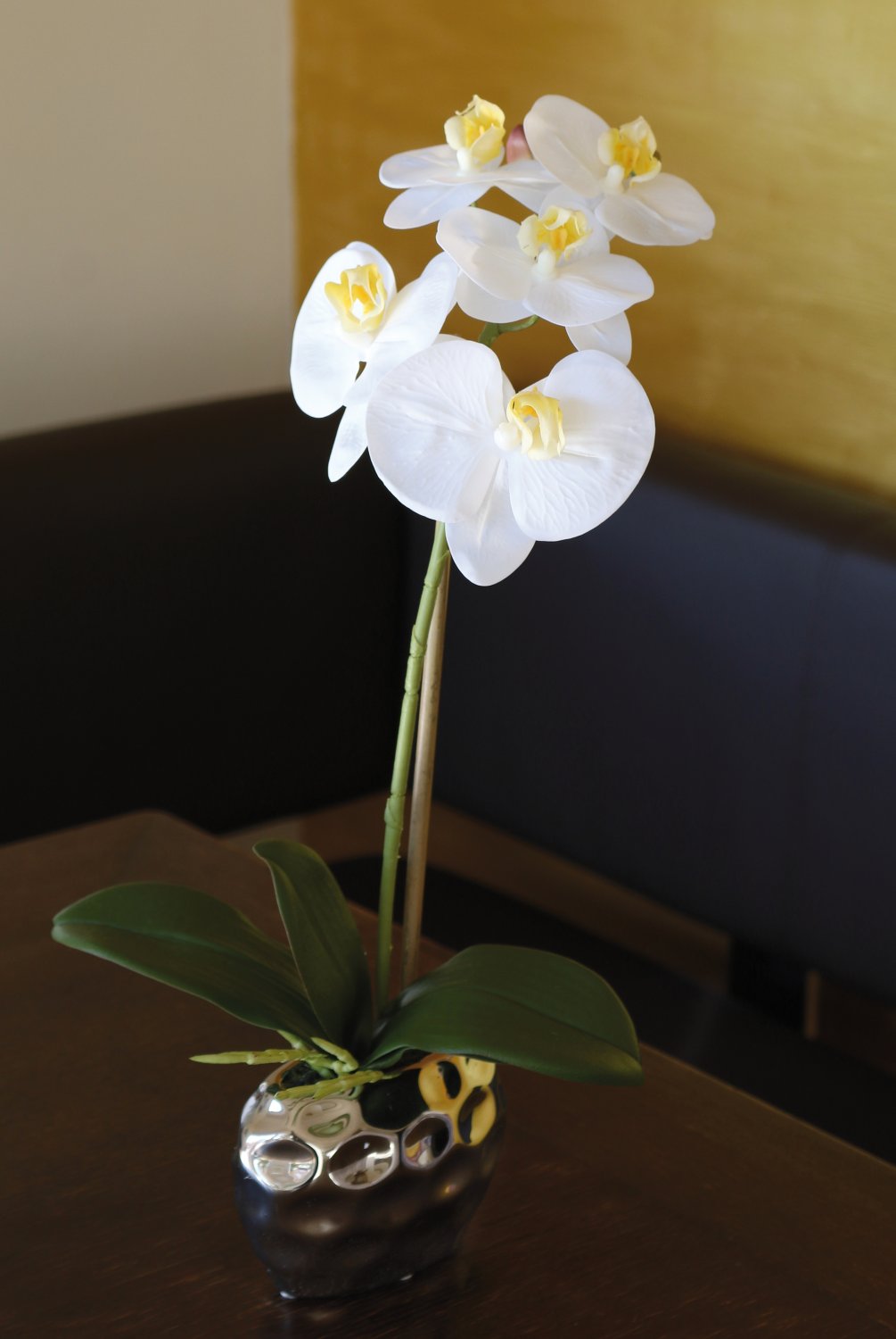 2596 778 a3 Пластиковая орхидея Phalaenopsis, горшечная, 43 см, real touch soft, бежево-белая H-andreas 