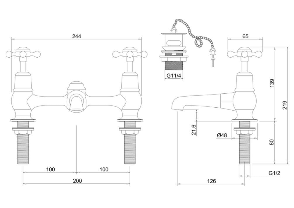 Напольный смеситель для раковины Burlington CLAREMONT ARCH-00036152 - Вид №5
