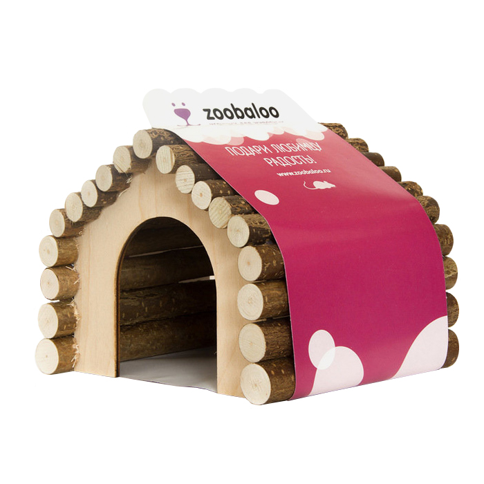 ПР0047029 Домик для грызунов дерев ромб средний 18х15х15см ZOOBALOO 