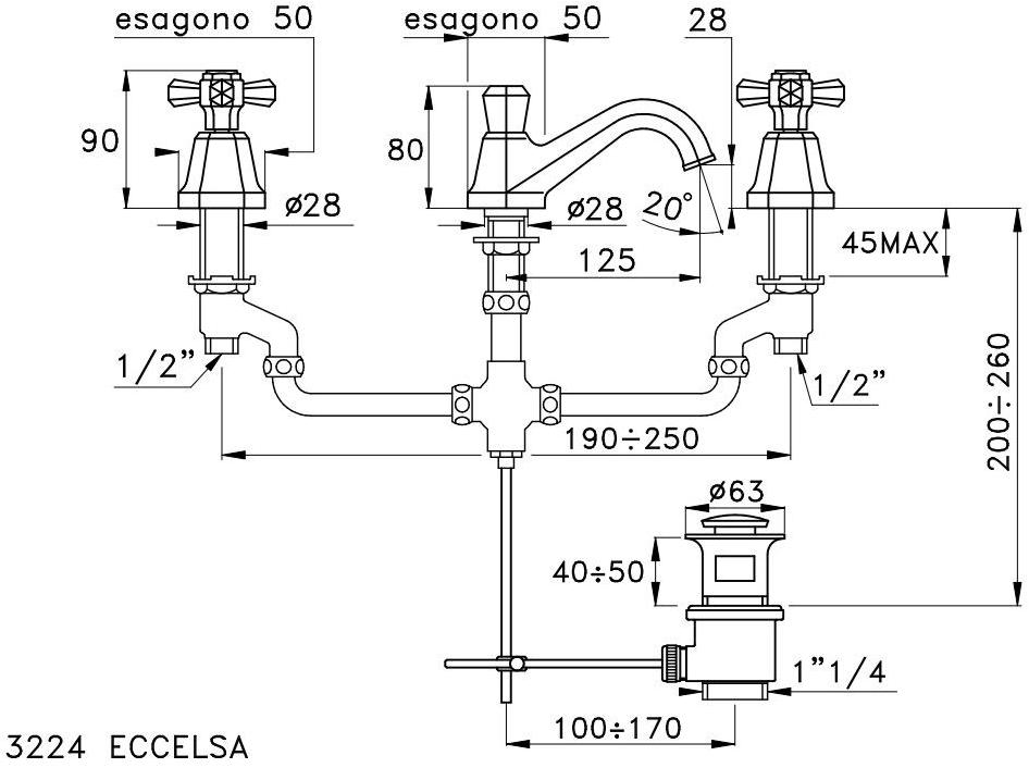 RUBINETTERIE STELLA Кран для раковины Eccelsa 3224 - Вид №1