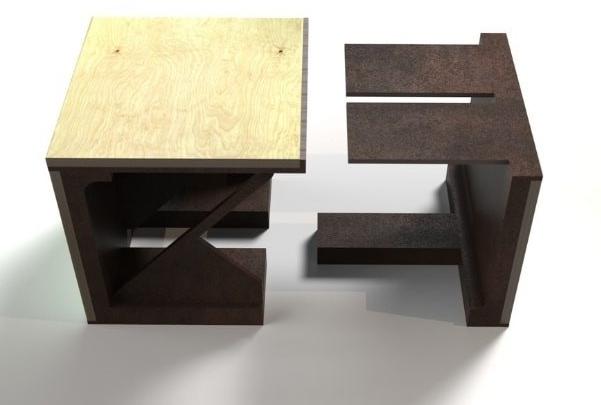 TrackDesign Низкий табурет из кортеновского дерева и дерева  Sp0472000  - Вид №5