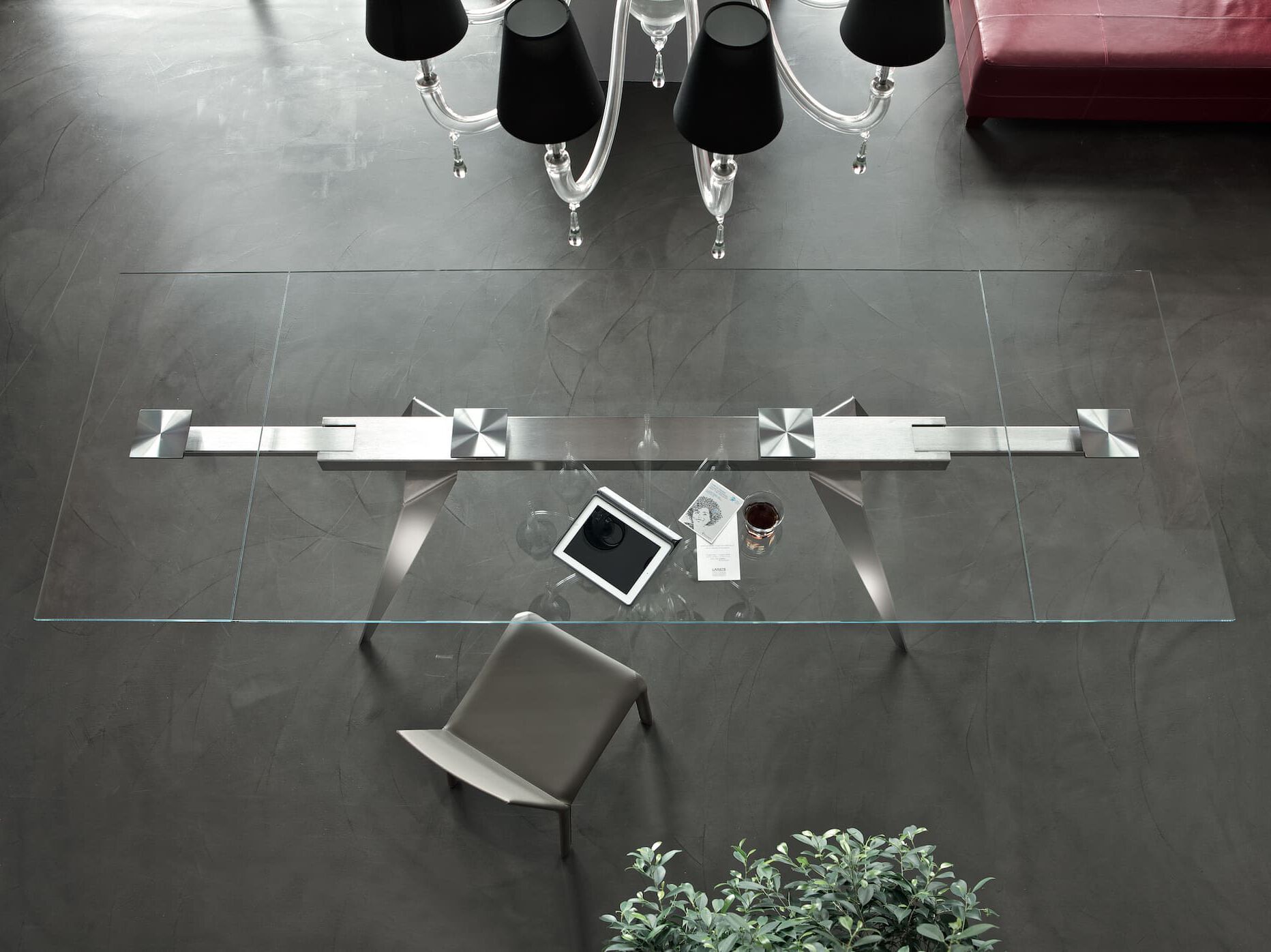 Выдвижной стальной и хрустальный обеденный стол Bontempi Casa RAMOS ARCH-00063299 - Вид №2