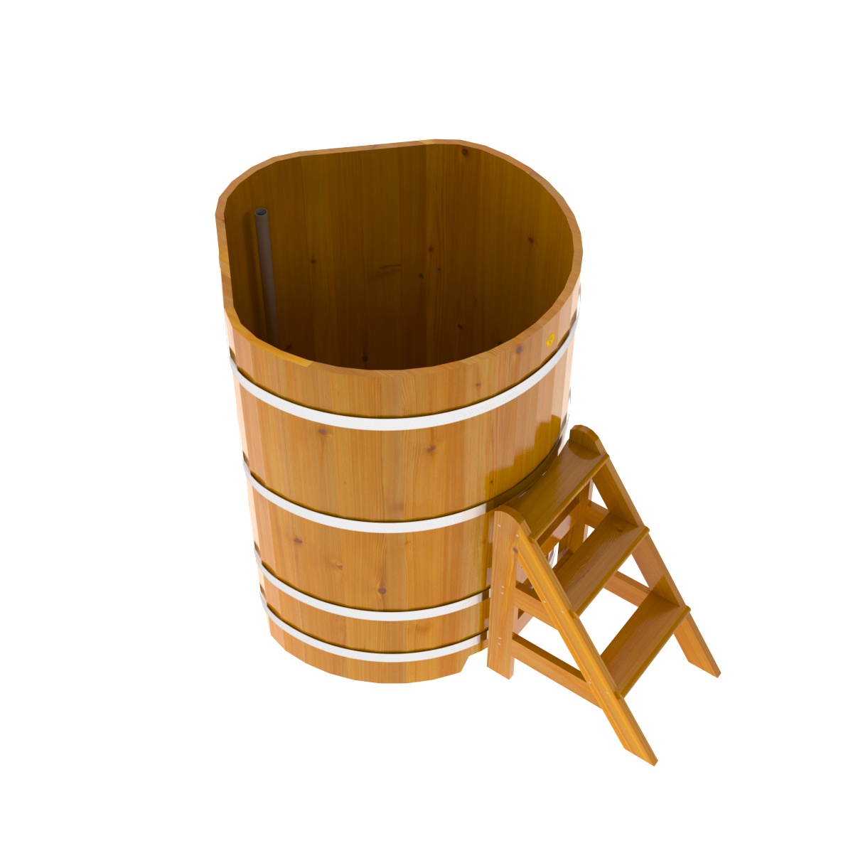 2308 Купель угловая из лиственницы Рустик 1,03х1,03х1,4 натуральная Alyarus  - Вид №2