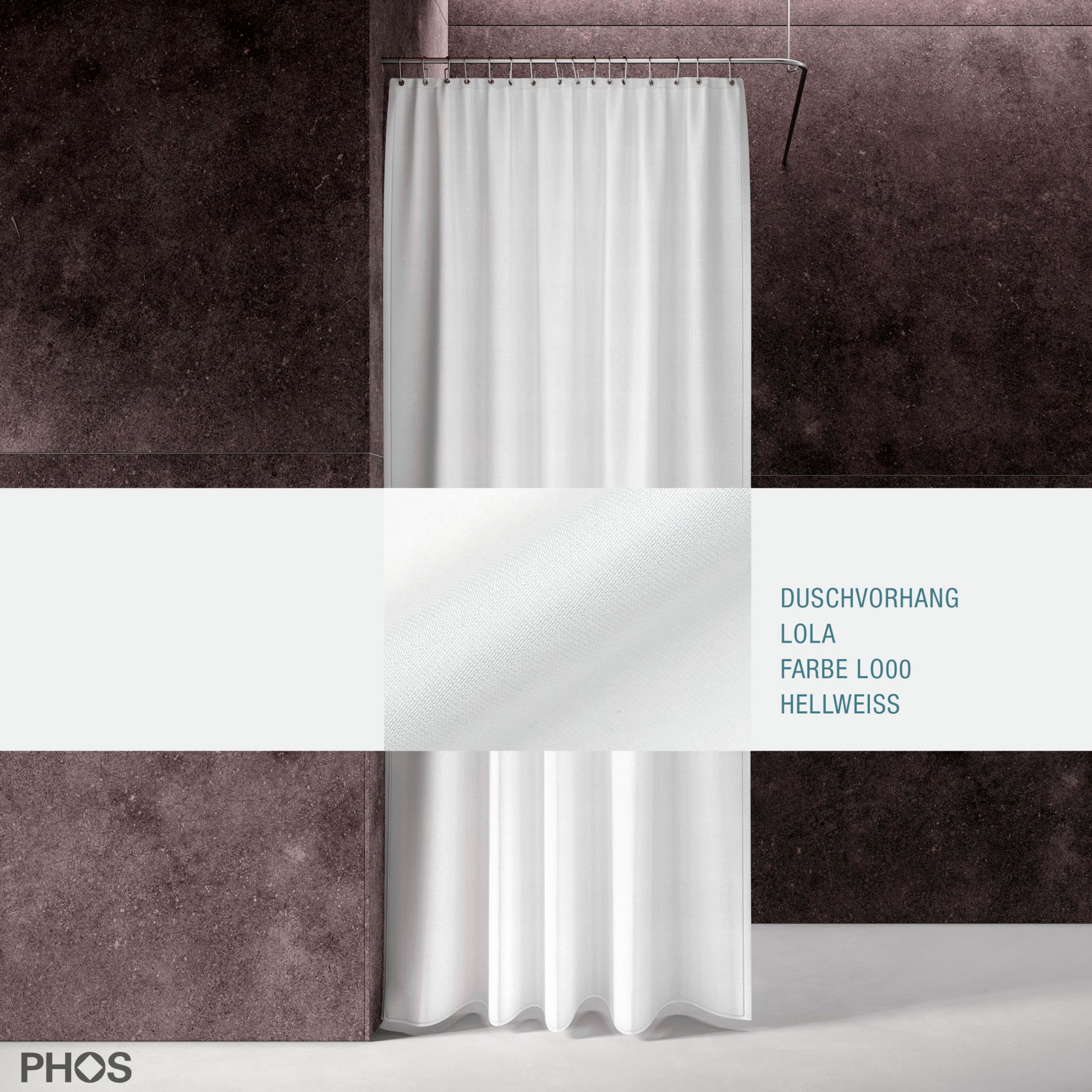 DV-LOLA200-200 Занавеска для душа лола, длина 200 см, ширина 200 см. ярко-белый. PHOS 