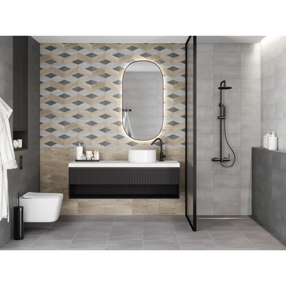 Плитка настенная Mersey CN A0554H24101 20x40 см 1.6 м² матовая цвет серый Santreyd STLM-2205627 - Вид №6