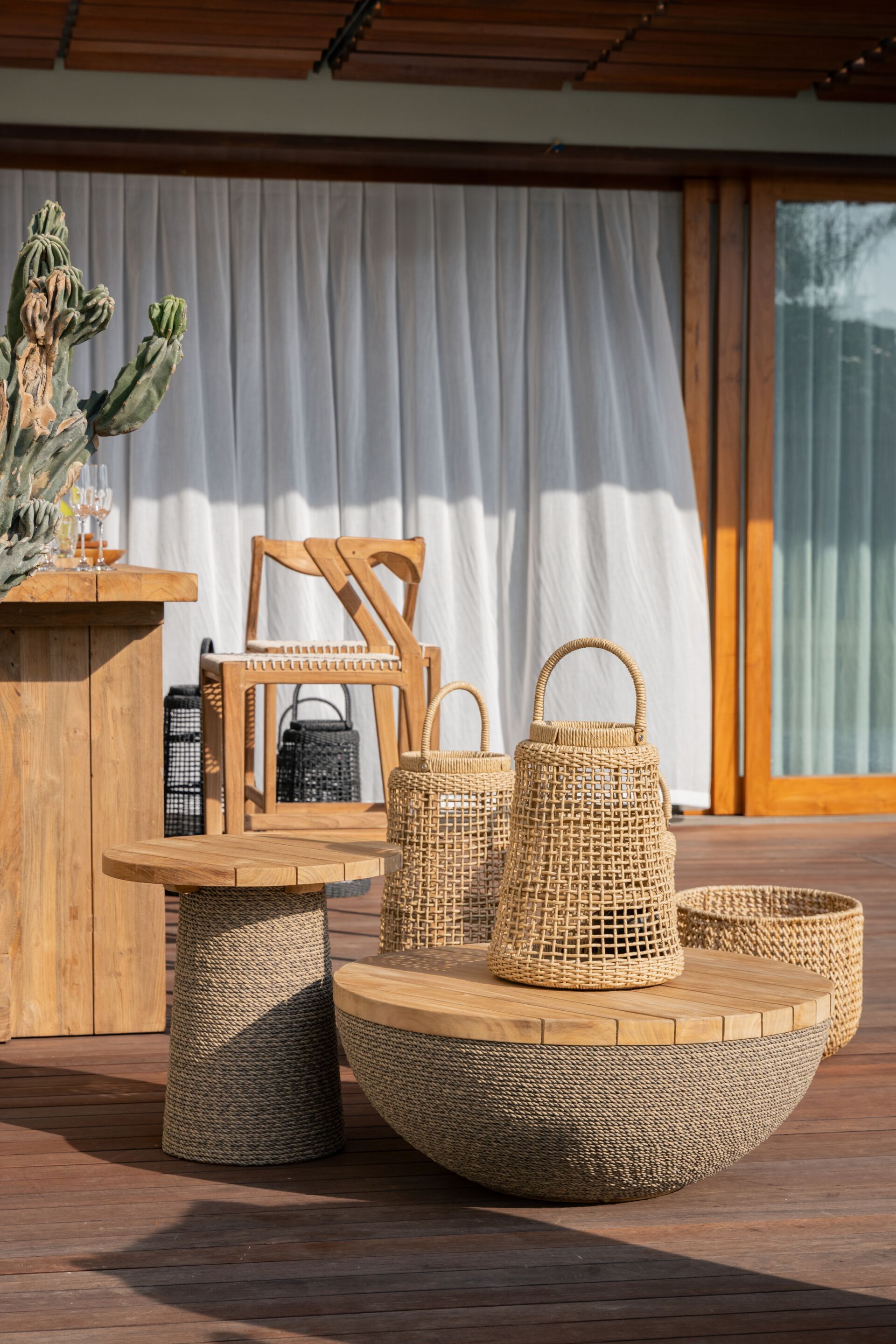 Твердый деревянный круглый низкий садовый журнальный столик cbdesign Navy ARCH-00139680 - Вид №4