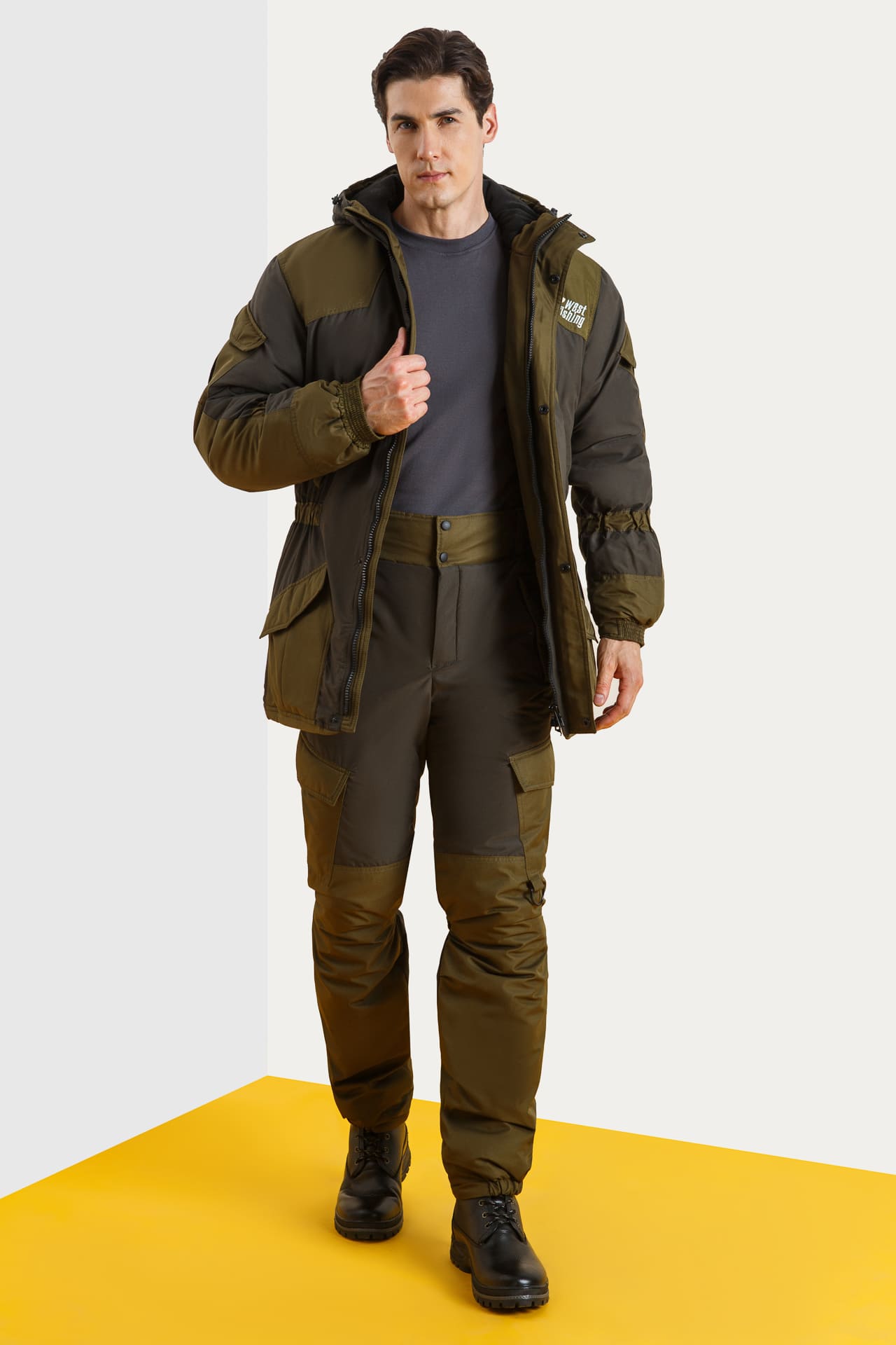 63940 Костюм  зимний хаки West Fishing  Зимняя спецодежда Santreyd  - Вид №7