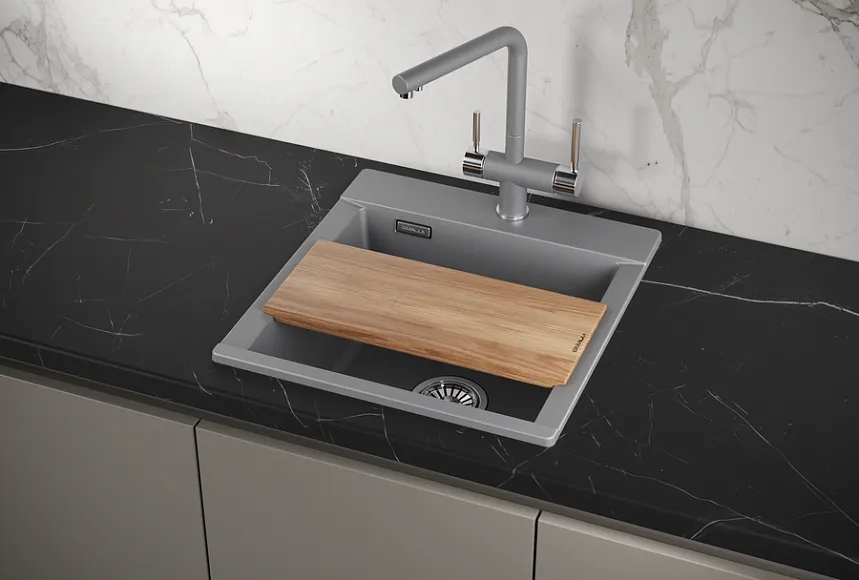 ES-4701, АЛЮМИНИУМ, кухонная мойка, кварц, ESTETICA GRANULA 4701-ST162