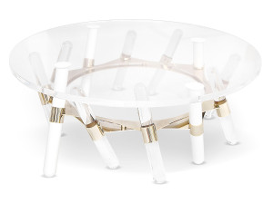 Акриловый круглый низкий садовый журнальный столик