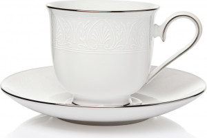 10538169 Lenox Чашка чайно-кофейная с блюдцем Lenox "Ханна,платиновый кант" 180мл Фарфор костяной