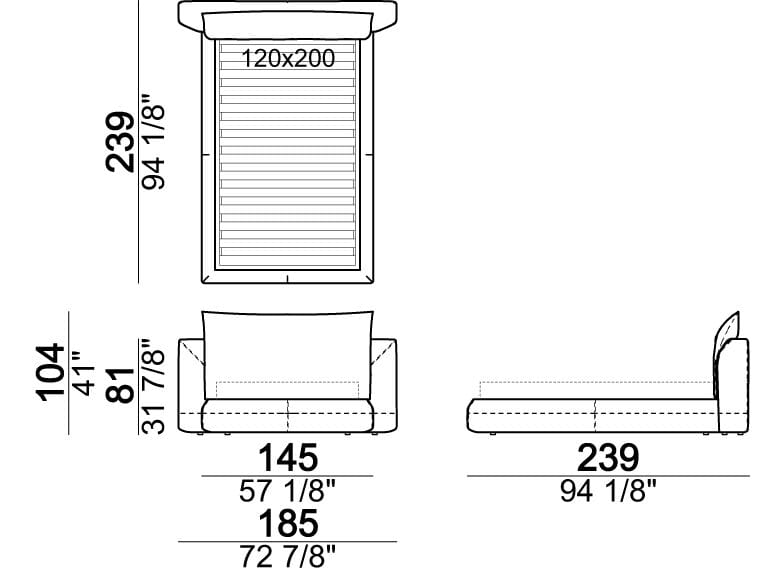 Двуспальная кровать с мягким изголовьем Arketipo крупным планом ARCH-00094786 - Вид №3