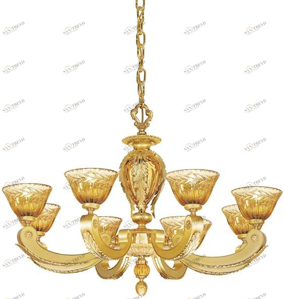 Possoni Illuminazione Люстра из чистого золота с пескоструйной обработкой и янтарным хрусталем Eden 265/8