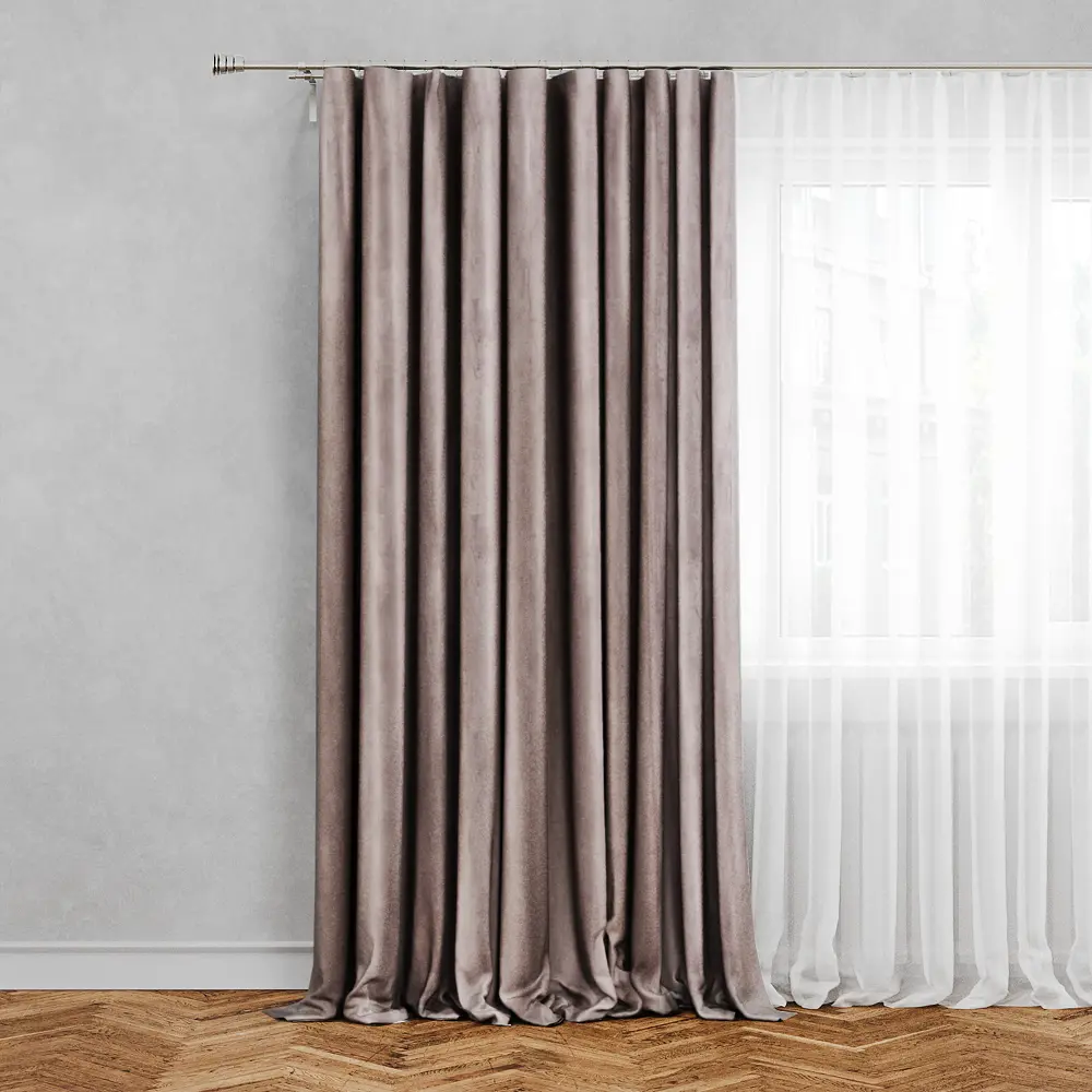 Штора на ленте со скрытыми петлями блэкаут Inspire Annalise 200x280 см цвет серо-сиреневый Fossil 4 83715992 STLM-2018887  - Вид №1