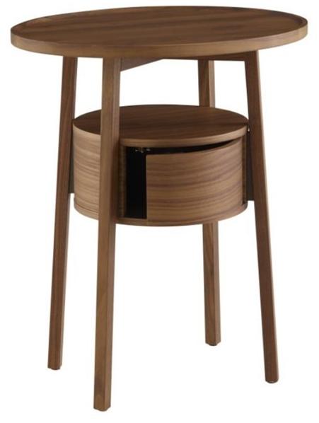 Ligne Roset Круглый прикроватный столик из массива дерева с ящиками  19980320-19980321  - Вид №1