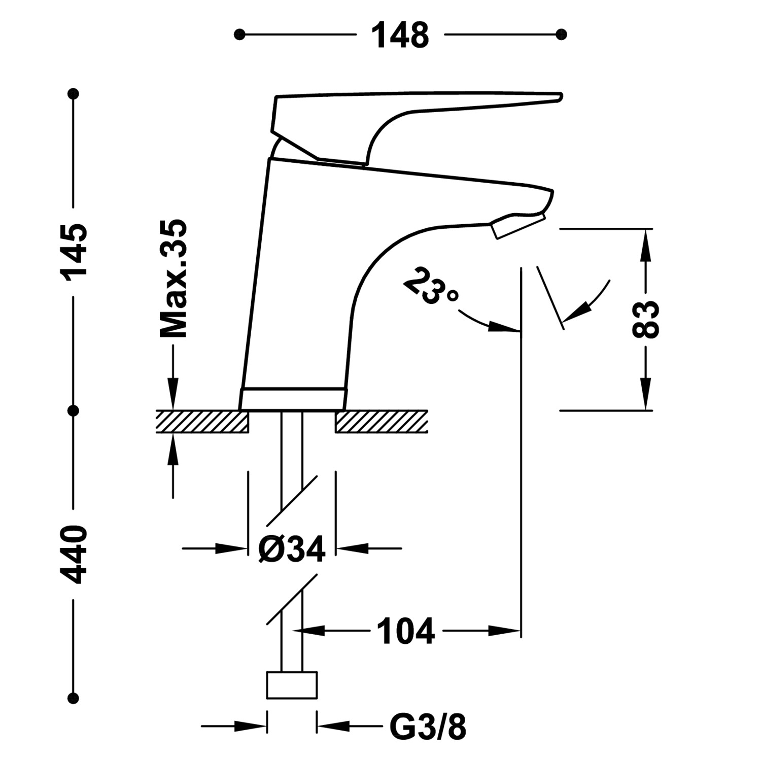 Экономичный смеситель для умывальника CANIGÓ PLUS с одной ручкой -21810401 TRES Canigo - Вид №1