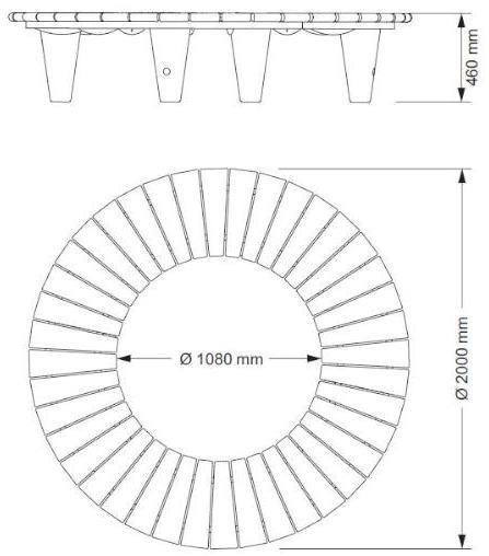 ENCHO ENCHEV - ETE Круглая скамья из бетона и дерева без спинки  151  - Вид №3