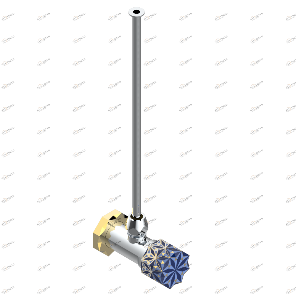 U2L-181/S Кран запорный 1/2" стильный регулируемый с 30 cм трубкой Thg-paris Nihal porcelaine bleue Хром/золото U2L-181/S CAT.A