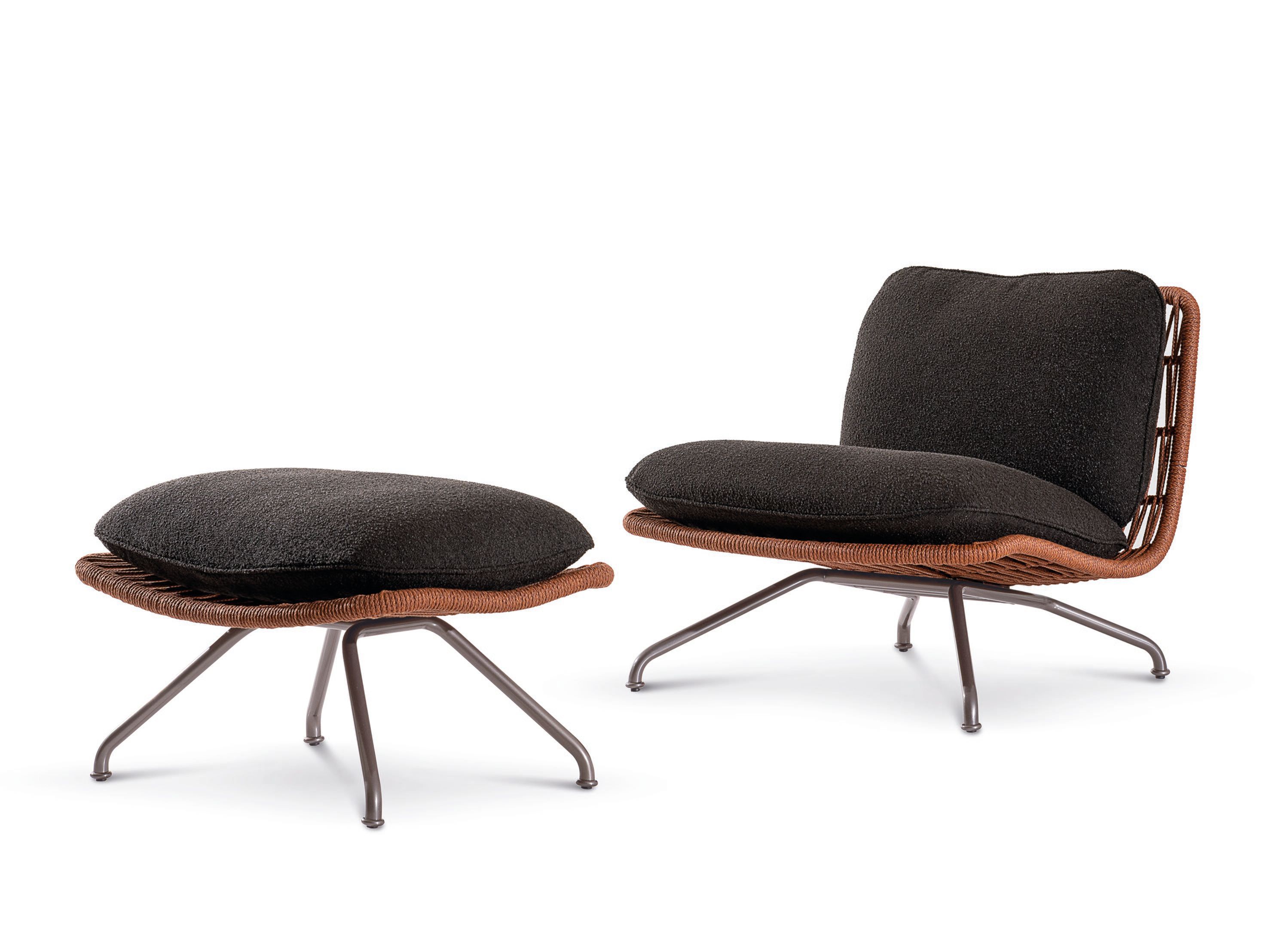 Ткань открытый стул с подставкой для ног Minotti Pattie Cord Outdoor ARCH-00119506