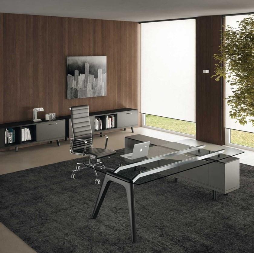 Bralco Рабочий стол из стекла со встроенной полкой Rail sun-id-1361862 - Вид №2