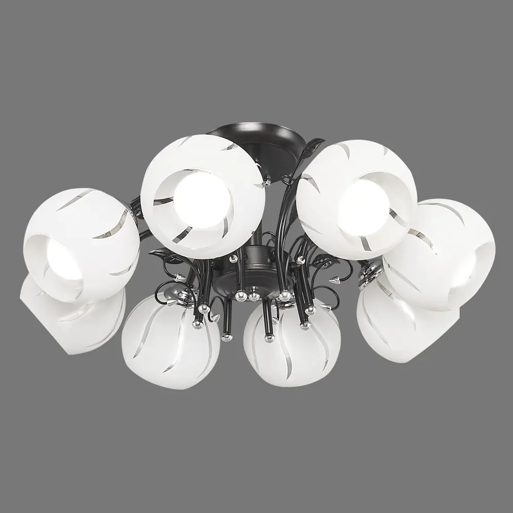 Люстра потолочная «Меренга» КС30064/8С, 8 ламп, 24 м², цвет чёрный/хром КЛЮЧНИК STLM-2086688 - Вид №4