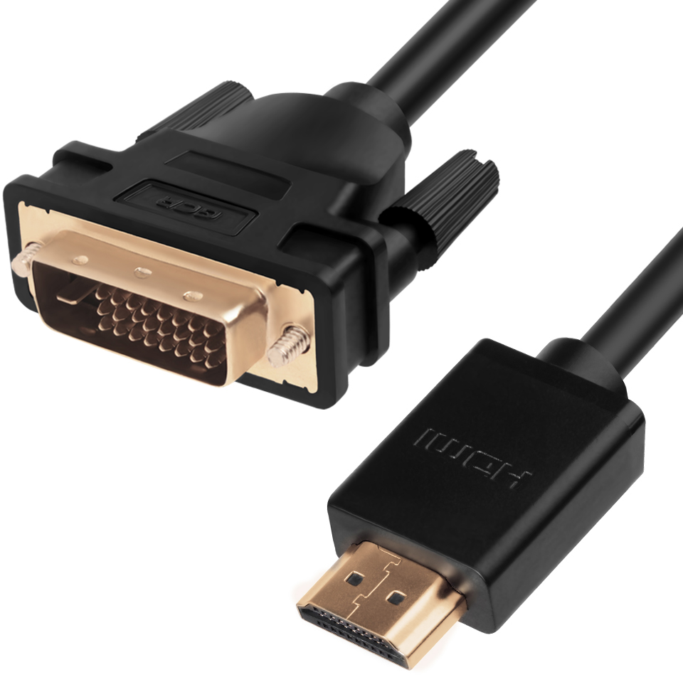 GCR-HD2DVI1-1.8m кабель hdmi-dvi 1.8m черный, od7.3mm, 28/28 awg, позолоченные контакты, 19pin am / 24+1m am double link, тройной экран Greenconnect Santreyd 